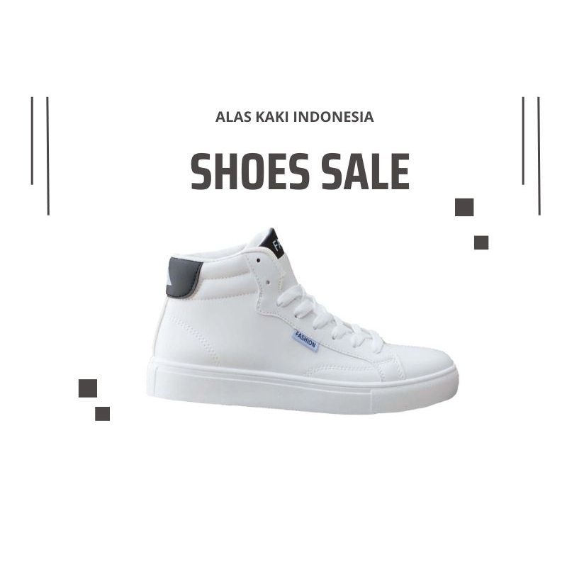 Sepatu Pria Boot Kasual Casual Polos Keren Putih Sepatu Boots Sneakers Cowok Putih Tinggi Terbaru 20