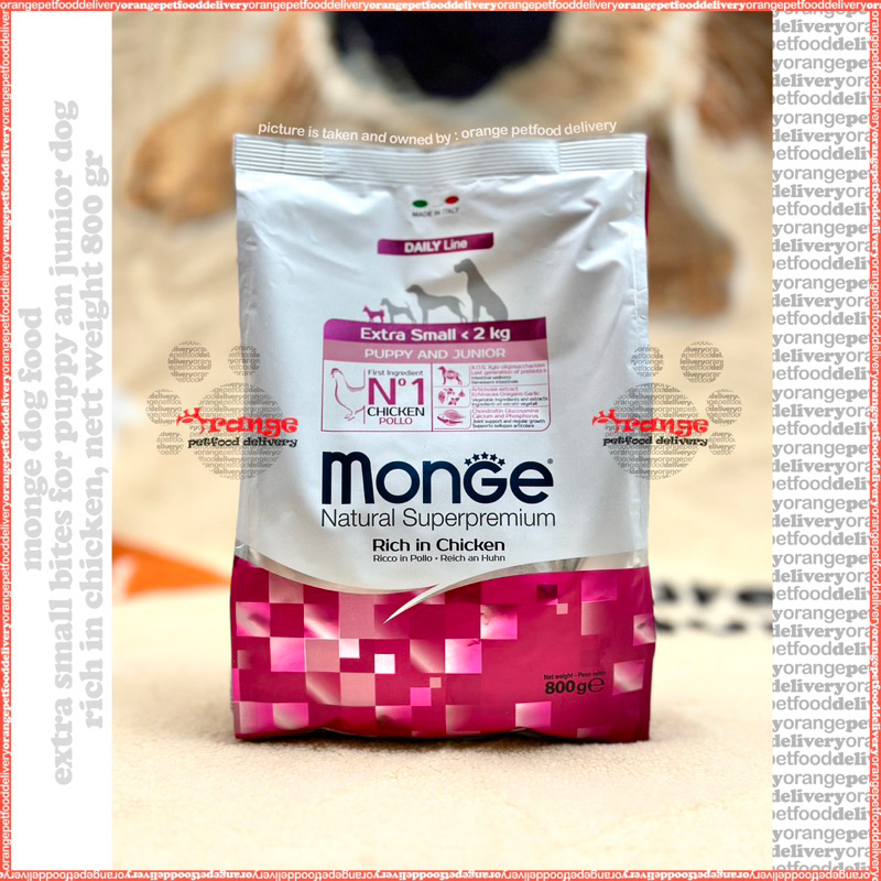 monge extra small kibble / bites / breed PUPPY & JUNIOR chicken 800 gr - natural superpremium dog fo