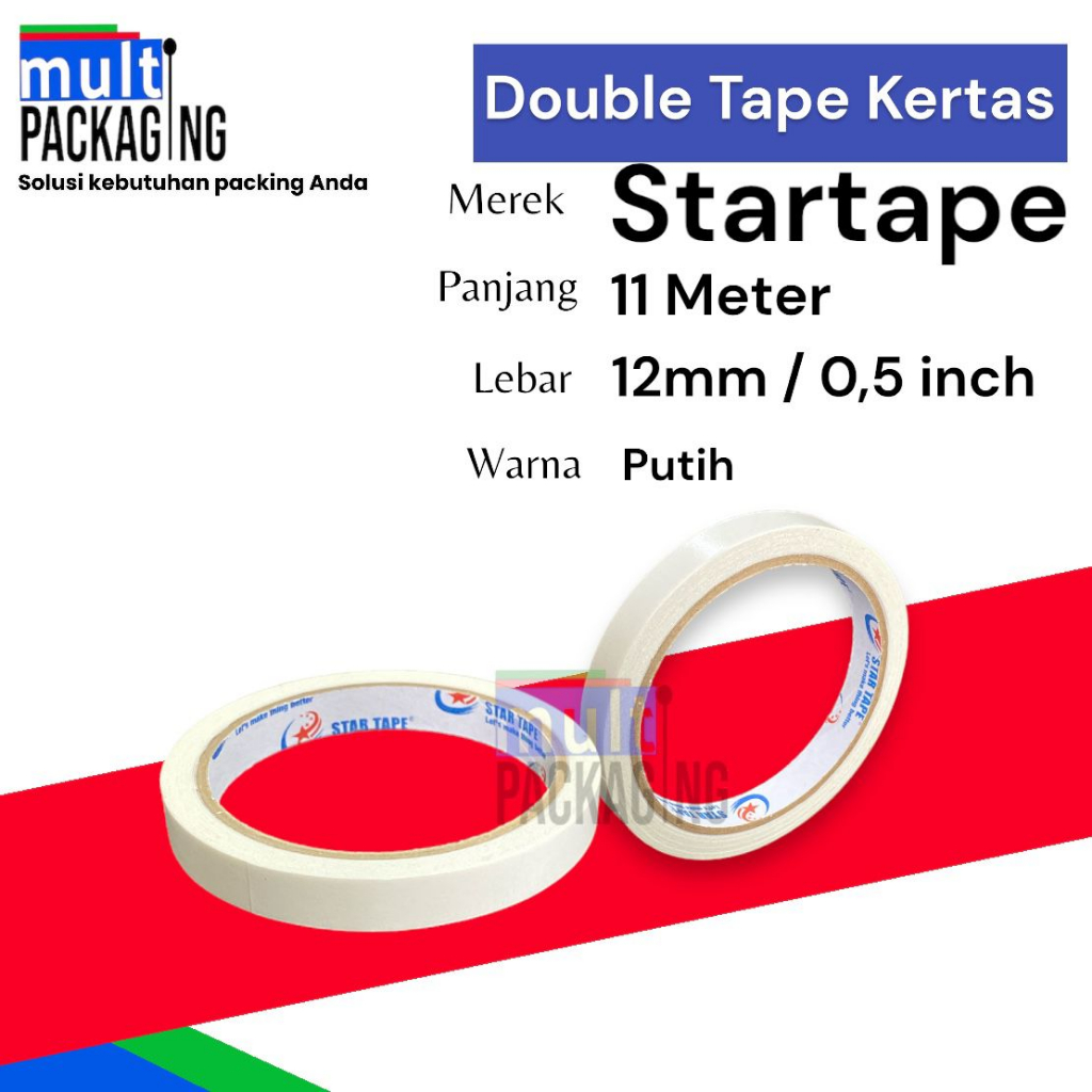 

Double Tape Kertas 12 mm x 11 m / Double Tape 0,5 inch