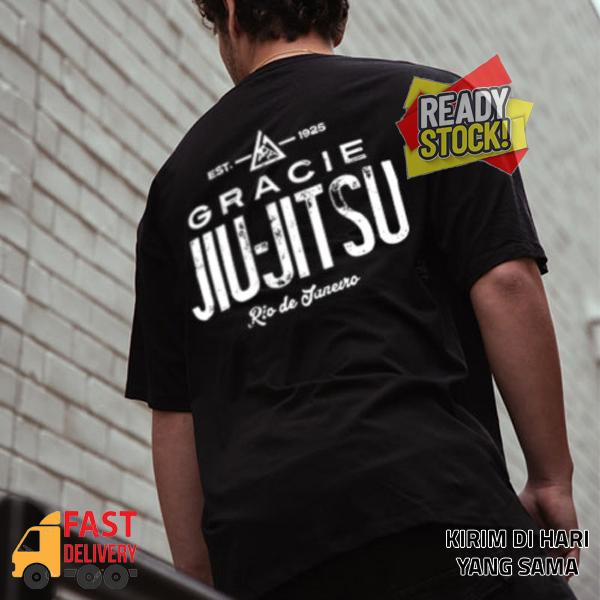 Gracie Jiu Jitsu Tshirt Casual 100% Cotton Black T-SHIRT DISTRO