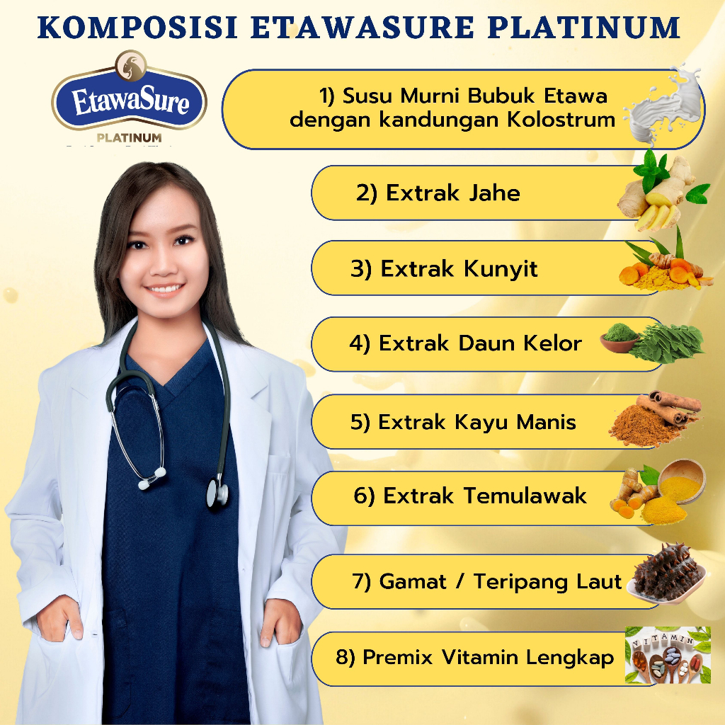 

Etawasure isi 250 gram / Etawasure Platinum / susu tulang dan sendi / susu rasa jahe / susu etawa herbal / susu etawa rasa jahe / susu etawasure / susu Kambing