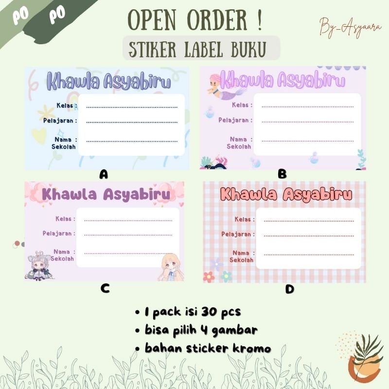 

(Atharaqsa) LABEL NAMA BUKU/LABEL NAMA BUKU SEKOLAH/STIKER NAMA/STIKER BUKU SEKOLAH/STIKER MURAH