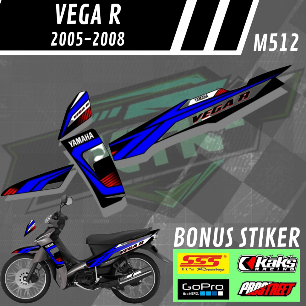 Lis Stiker Striping Yamaha Vega R Lama Old M512 Tahun 2005 2006 2007 2008 2009 List Sticker Aksesori