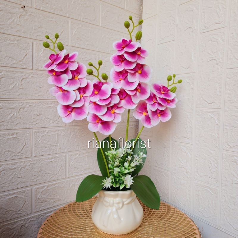 Anggrek artificial vas keramik