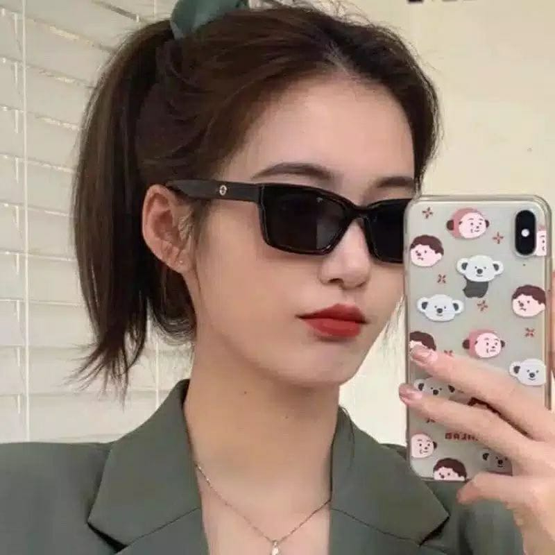 MALLA GLOSIR- KACAMATA KM03 KACAMATA GAYA PERSEGI PANJANG KACAMATA HITAM GAYA PRIA WANITA FASHION TRENDY VIRAL TERBARU-3