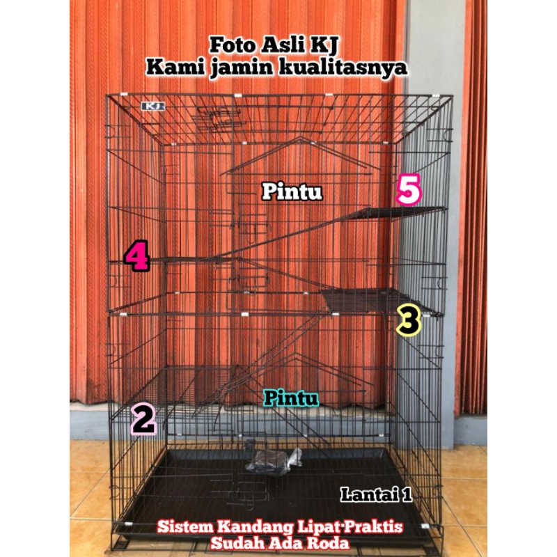 KANDANG KUCING LIPAT TINGKAT 4 PREMIUM