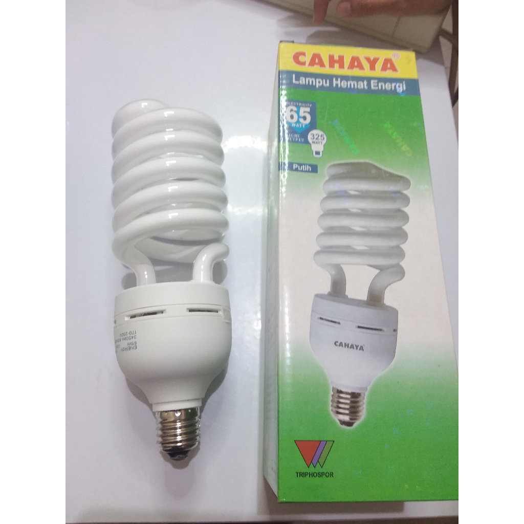 Lampu Spiral Merk Cahaya 65W 65 W 65 Watt Putih Tornado