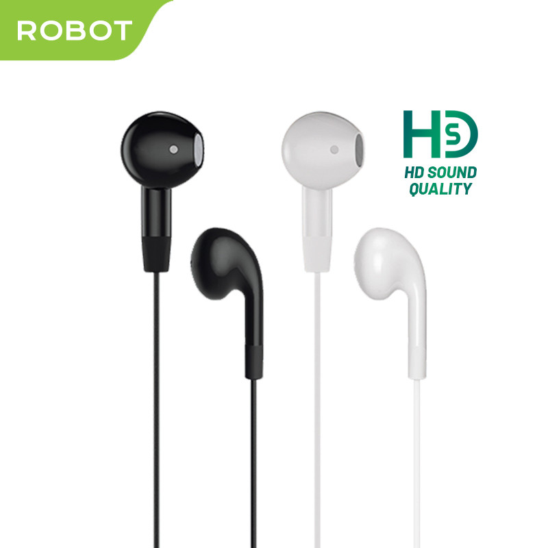 ROBOT Earphone RE50 In-Ear Headset Kabel Musik 3.5mm Jack Stereo Bass Jernih Driver 14mm Nyaman Dipakai Android iPhone Original Headset Kabel Telpon - Garansi Resmi 1 Tahun