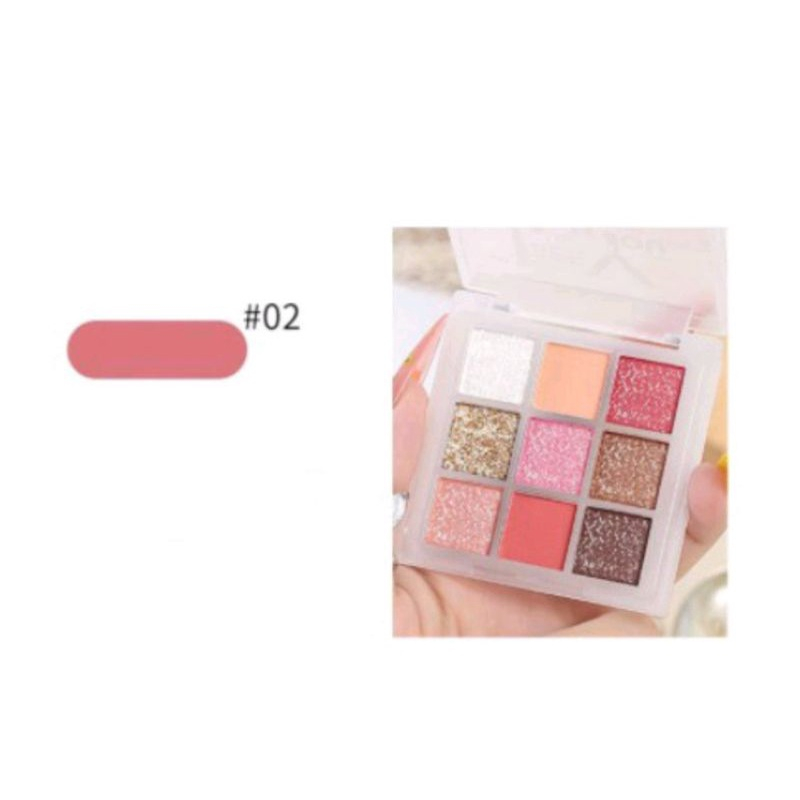 Lameila 5099 Eyeshadow Pallet All In One Highliter Blush On Glitter Korea 9 Warna Waterproof-2 SAKURA PLATE