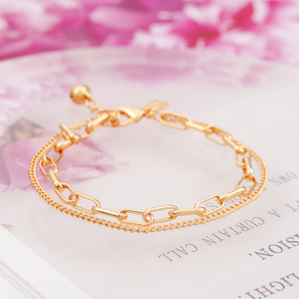 Hyl Jewelry 375B Couple Gelang Stainless Wanita Bangle Bracelet Terbaru Anti Karat Dan Keroncong Lil