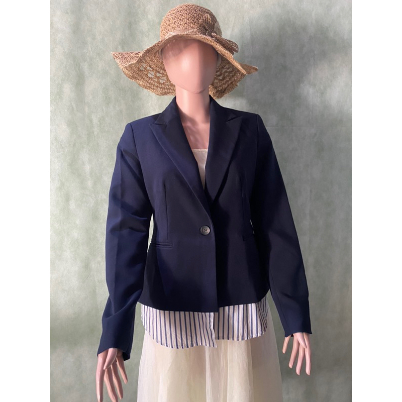 Preloved/Thrift Blazer Biru Dongker/Navy Blue Blazer Zara Basic Korean Style