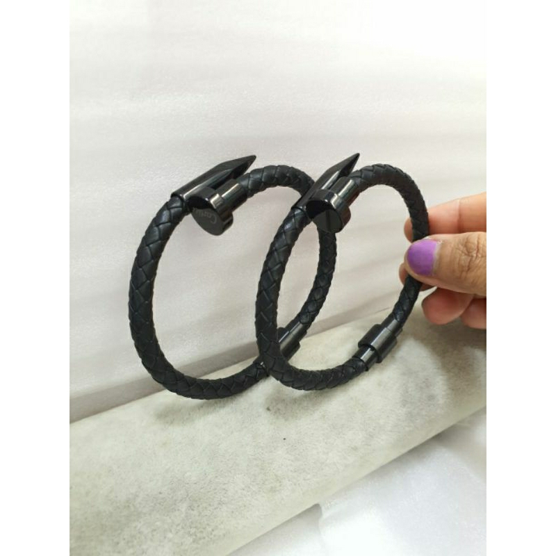GELANG PRIA EXLUSIVE KULIT  LAPIS TITANIUM