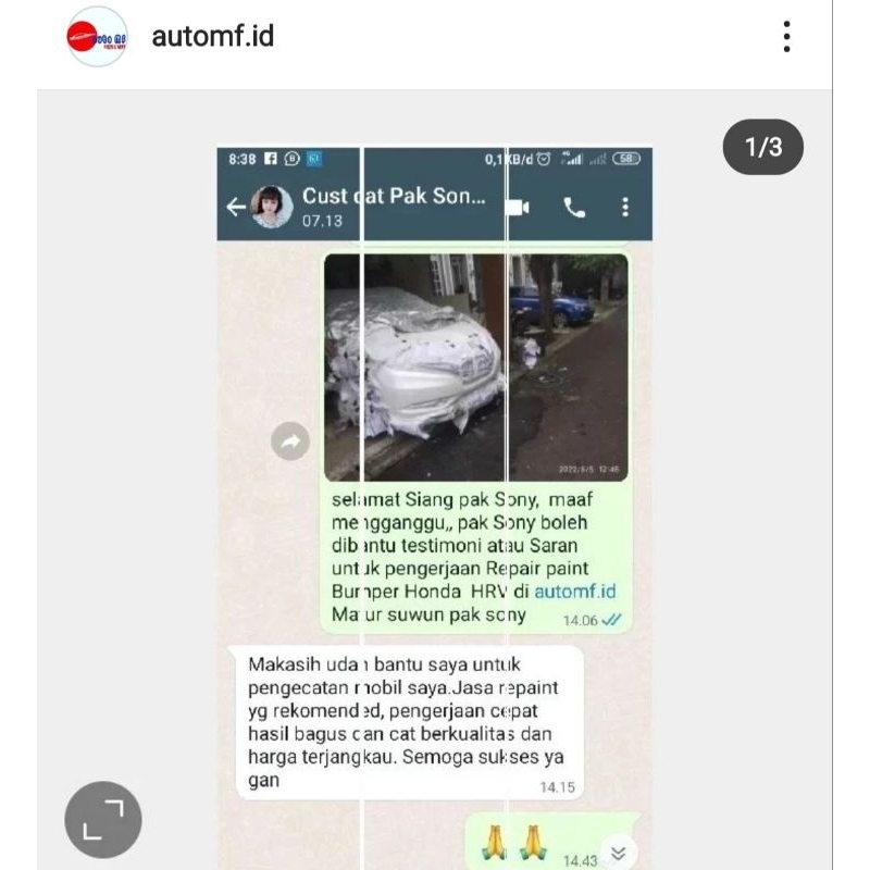 Perbaikan Cat Bumper Mobil Baret Honda HRV Putih Mutiara Orchid White Pearl