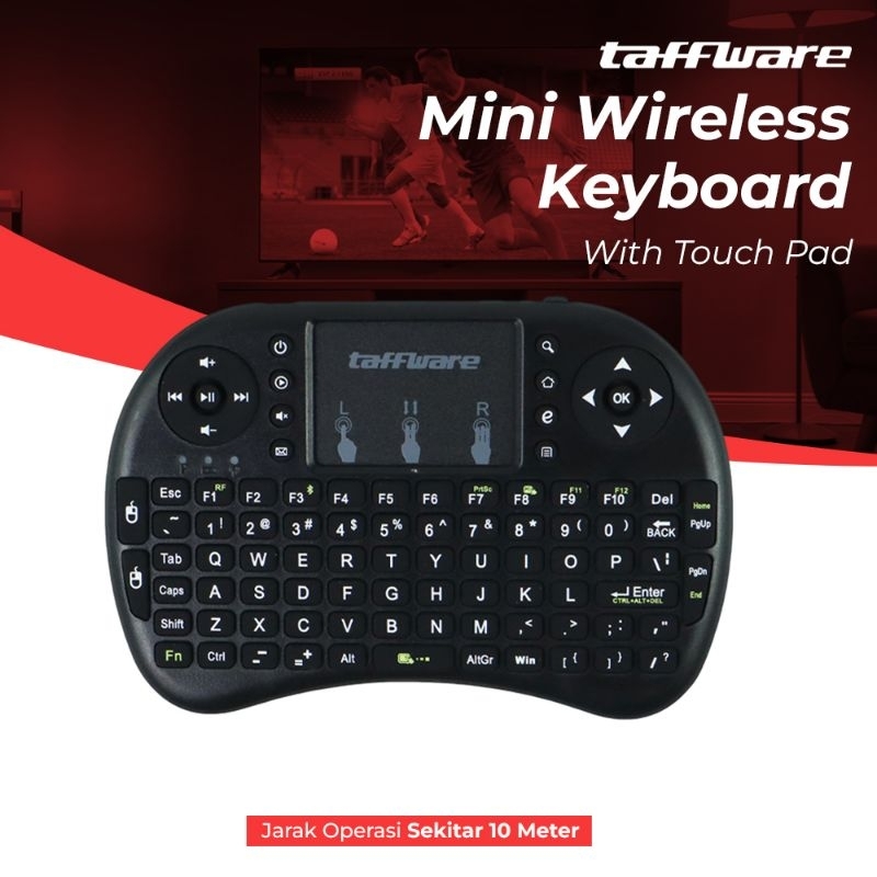 Mini Keyboard Wireless Touch pad 2.4 GHZ & Fungsi Mouse untuk Pc Android Hp handphone Tv Box Smart T