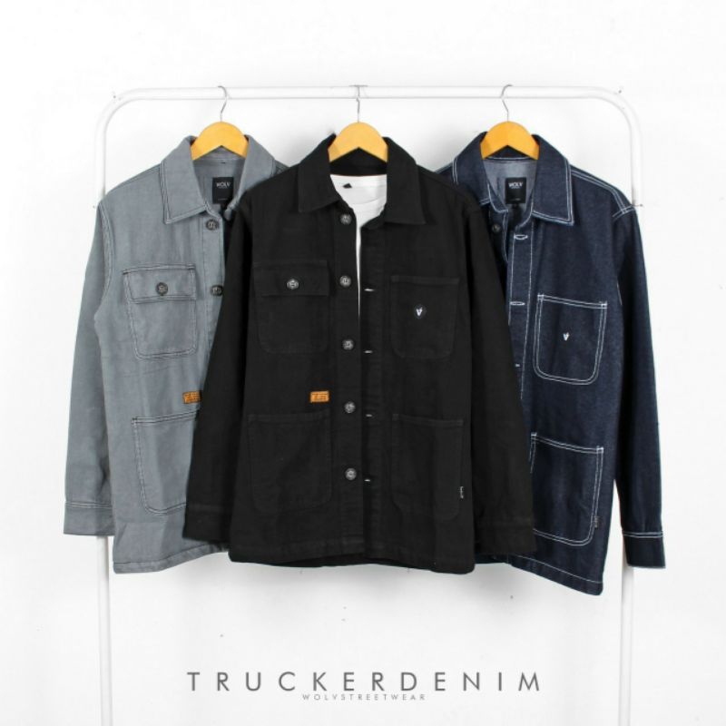 JAKET TRUCKER DENIM UNISEX WOLV ORIGINAL/ JAKET JEANS ORIGINAL/ JAKET TRUCKER DISTRO