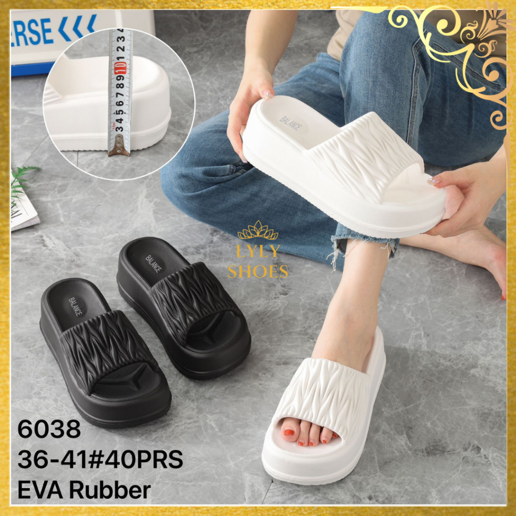 Sandal Selop Wanita Jelly Import Balance Hak Tinggi 6038