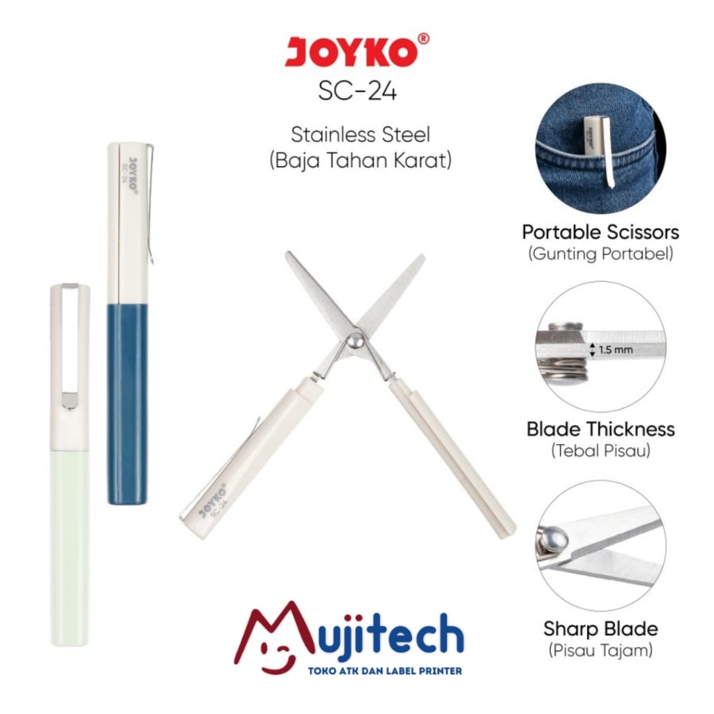 

GUNTING SAKU LIPAT PEN PORTABLE SCISSORS SC 24 JOYKO