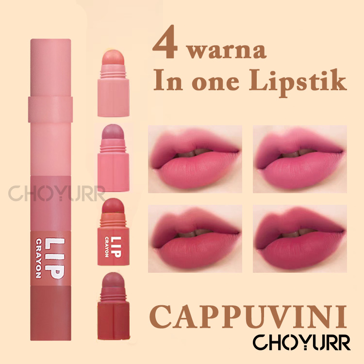 [COD]Cappuvini Lipstik Krayon 4 Warna Lip Gloss 4 in 1 Matte Velvet Pena Lipstik Multi Warna-CH