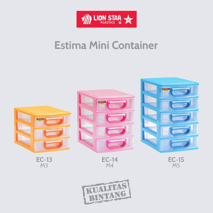 Lion Star Estima Midi Container EC-24 Laci Kecil Rak Alat tulis serbaguna Susun 4