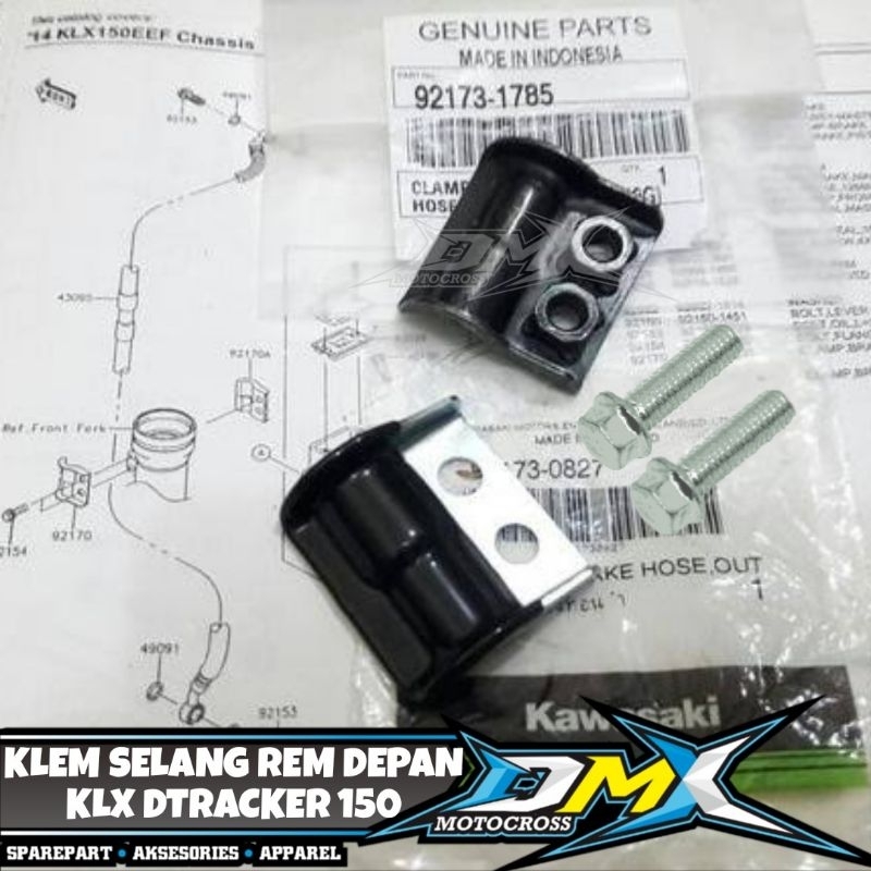 CLAMP BRAKE HOSE + BOLT KLEM SELANG REM DEPAN BOTTOM KLX DTRACKER 150 PNP HONDA CRF 150L