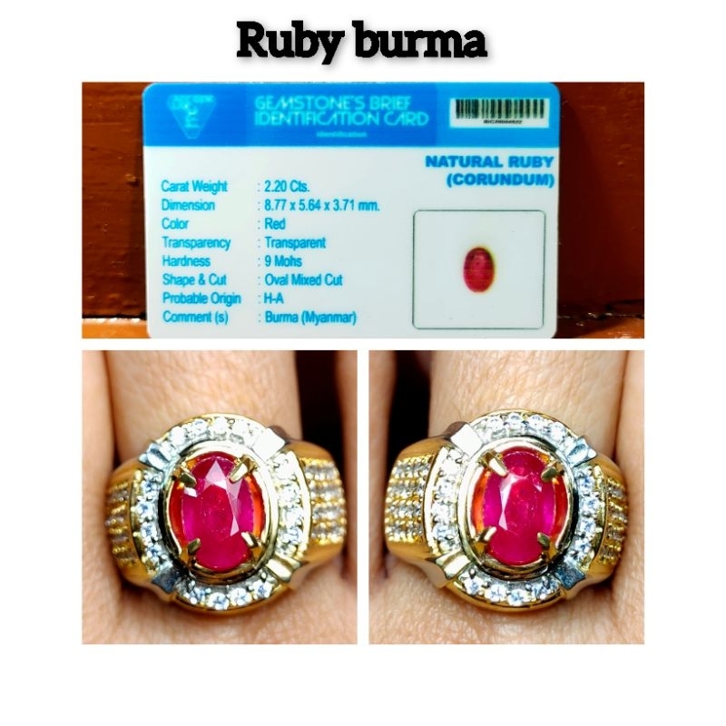 NATURAL RUBY BURMA MYANMAR ( PIGEON BLOOD )