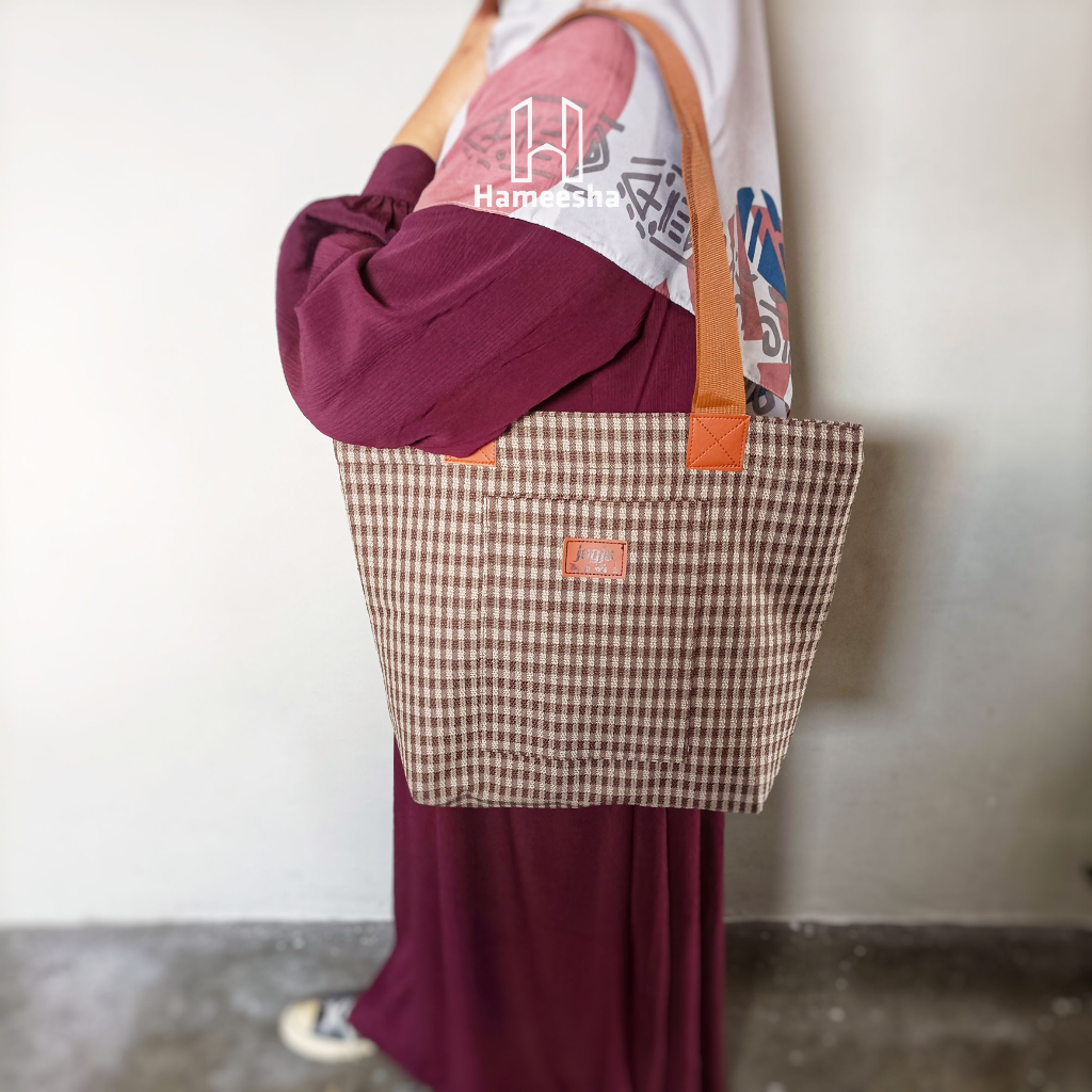 Hameesha Tas totebag wanita korean style Tas jinjing canvas Hand bag Tas bahu Tote hobo kuliah kerja