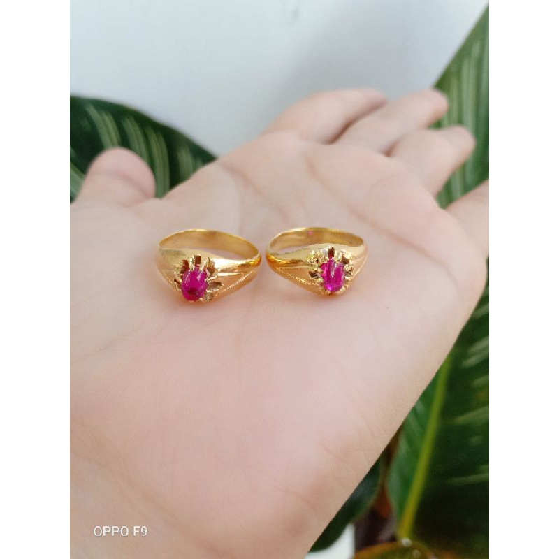 cincin tembaga model bungkulan lapis emas 22k