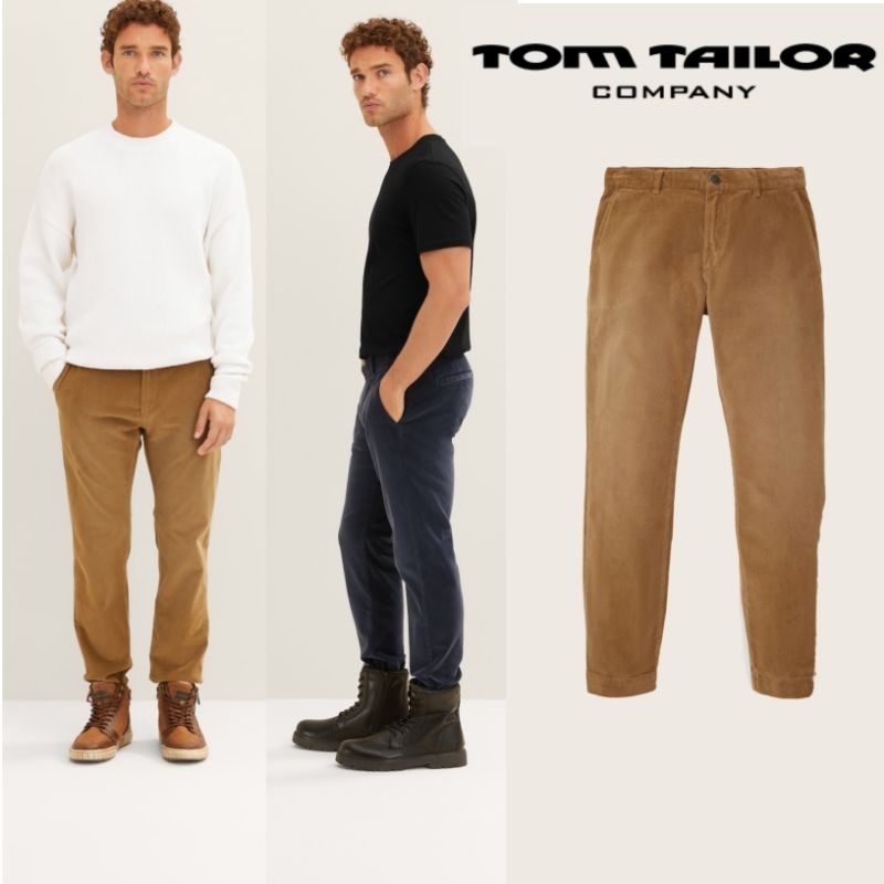 Celana Panjang Corduroy Pria By Tom Tailor slim fit Brown Celana Corduroy Branded Pria Panjang Dark 
