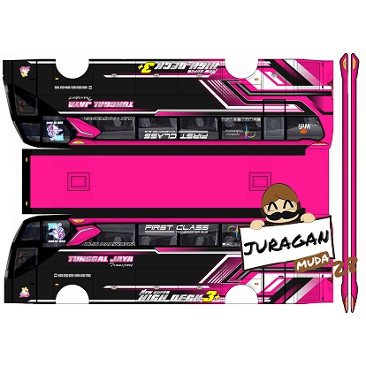 DIY Miniatur Bus Sudiro Tungga Jaya Black Pink Skala 30 Papercraft