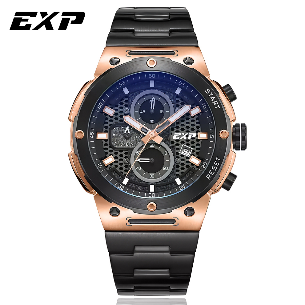 Expedition EXP 6837 MCBBRBA - Jam Tangan Chronograph Pria - Rosegold Black - Stainless Steel