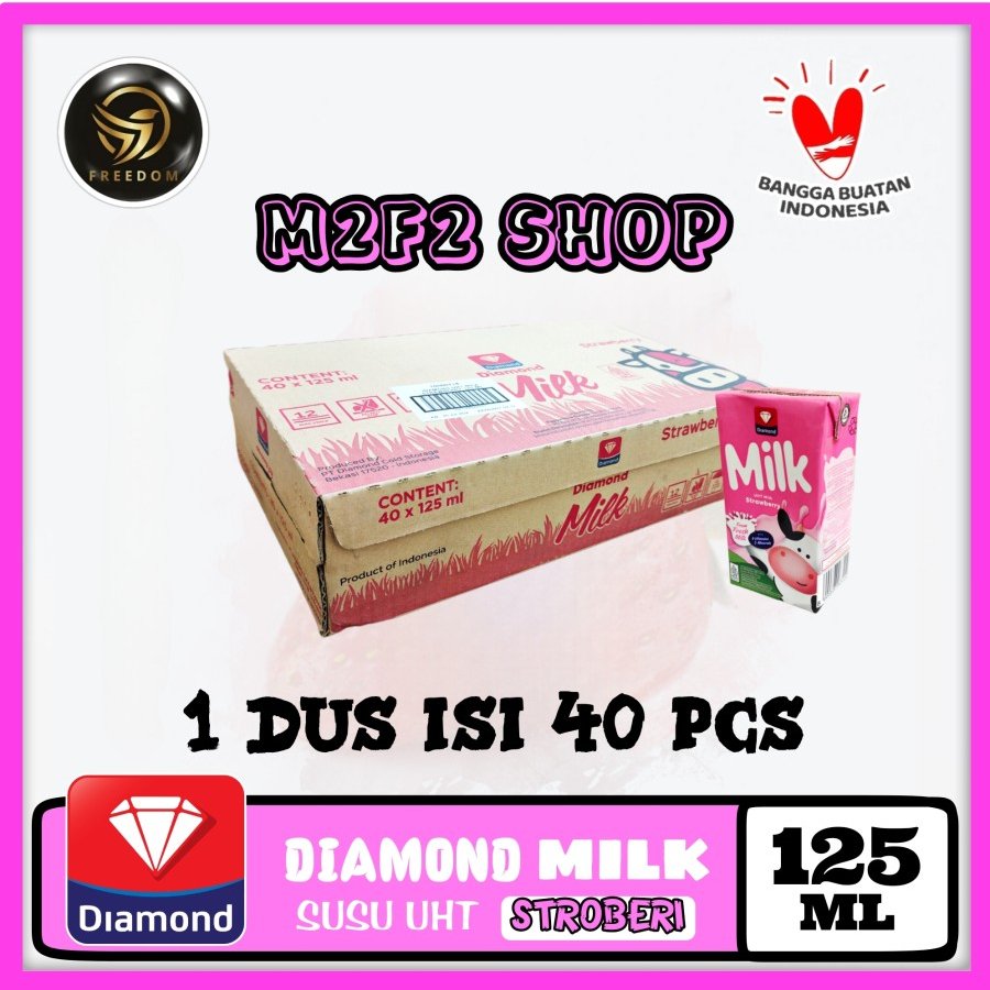

DIAMOND MIlk Susu Kotak UHT Strawberry | Stroberi - 125 ml (Kemasan Karton)