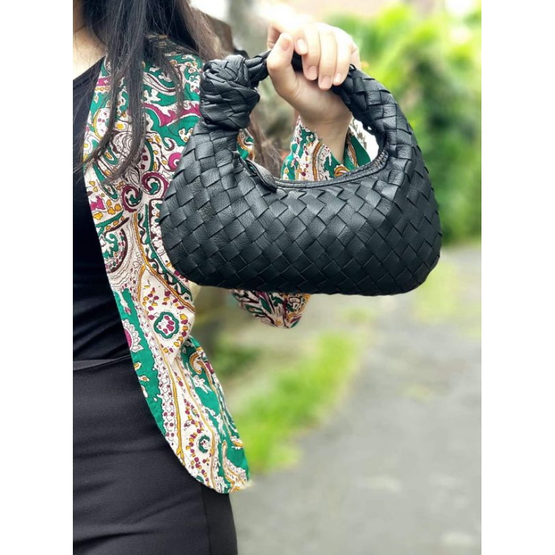 tas bottega anyam mini kulit domba Asli