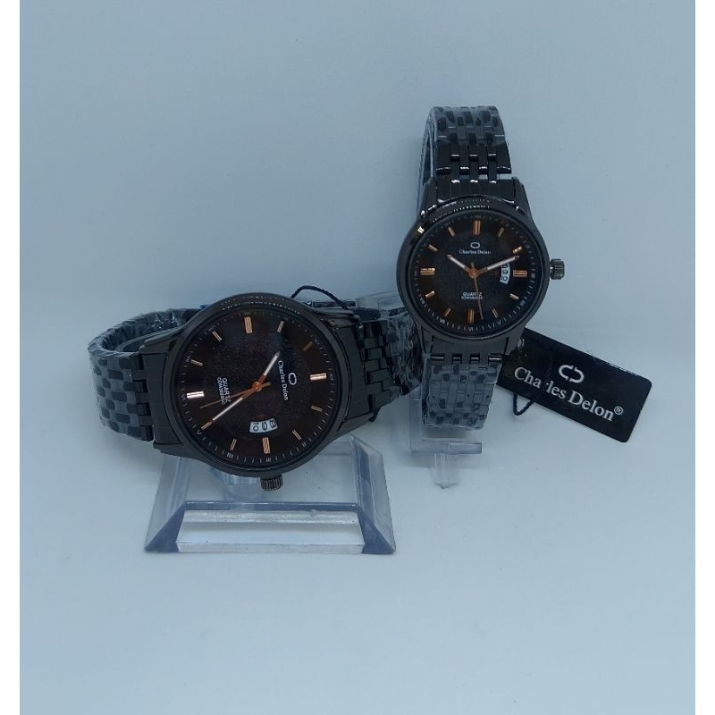 JAM TANGAN COUPLE RANTAI CHARLES DELON ORIGINAL WATERRESISTANTCE/COD