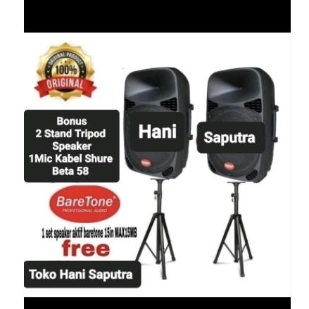 Speaker Aktif Baretone MAX 15 MB USB Bluetot isi 2pcs Original Garansi