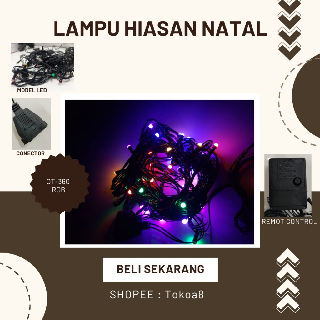Lampu hias natal/ Lampu hias agustusan/ Lampu warna warni KABEL HITAM
