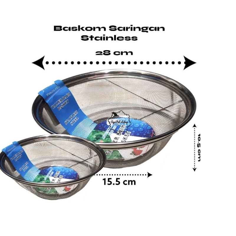 saringan sayur stainless steel 28 cm/baskom saringan stainless