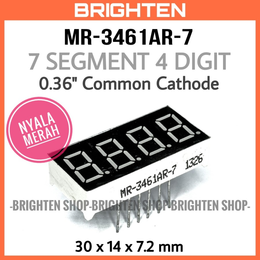 MR-3461AR-7 7 Segmen 4 digit Segment 12 pin Common Cathode Merah CC