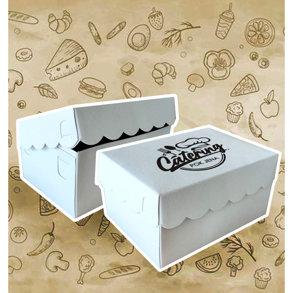 

Kotak Snack Sablon 16 x 12 x 6,5 / Kotak Jajan Sablon / Snack Box Sablon Uk. 16 x 12 x 6,5 / Box Nasi Putih Sablon
