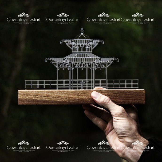 Lampu Hias Akrilik Grafir Stand Kayu Free Box