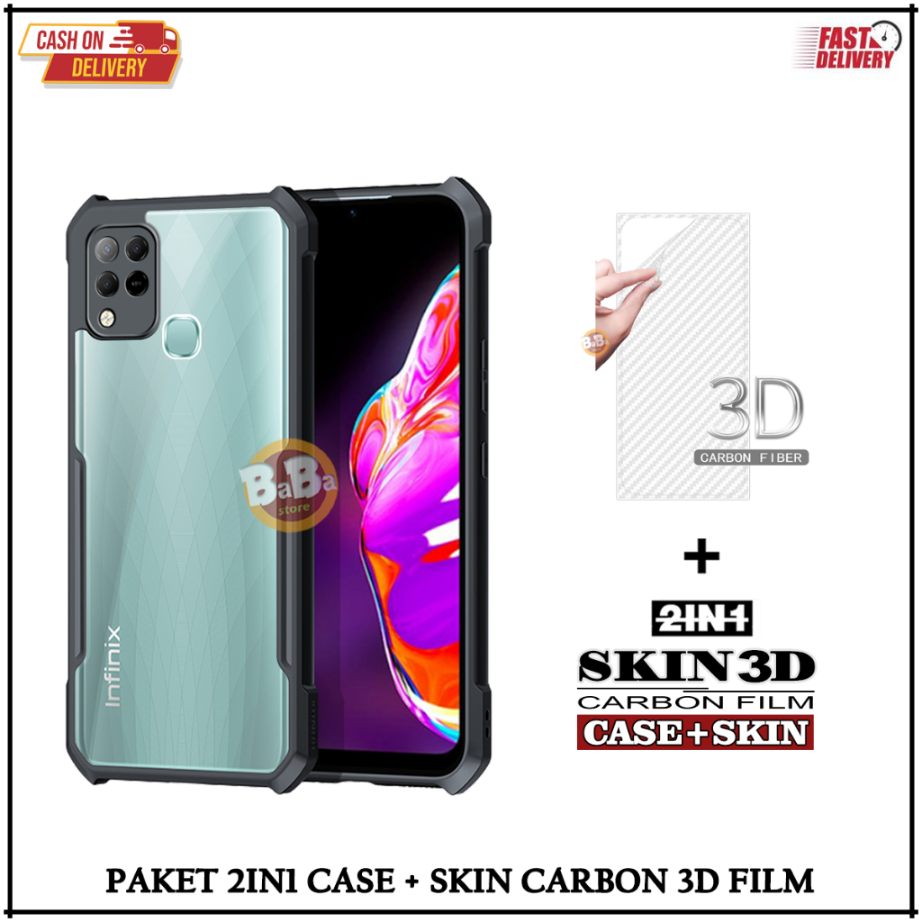 Case XUNDD Casing Infinix Hot 9/9 Pro/10/10S/10 Play/11/11S/11 Play/12I/12 Play/12 Play NFC Free Skin Carbon 3D Film Shockproof Armor Fhusion Transparant