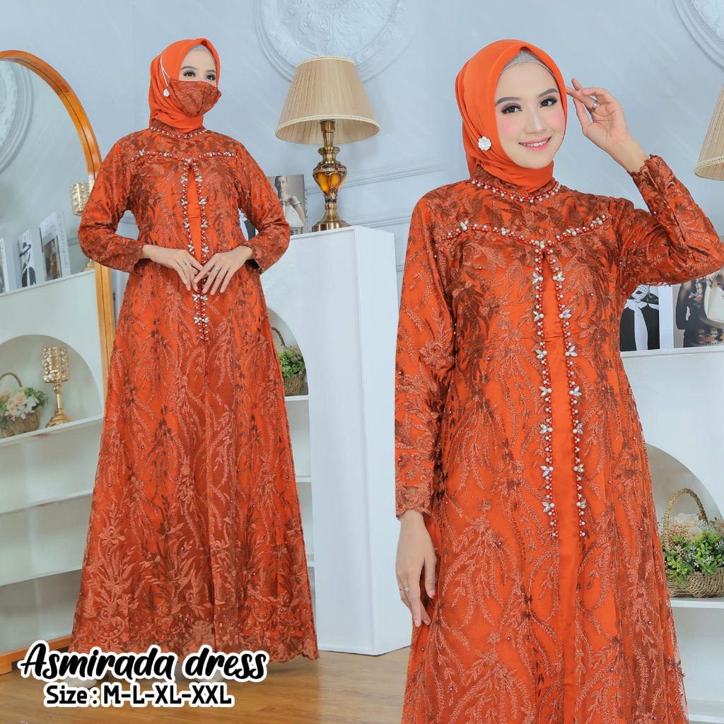 MQ. ASMIRADA DRESS / GAMIS ARUMMY GOWN ORIGINAL AURA HIJAB / GAMIS PAYET / GAMIS LEBARAN / GAMIS PES