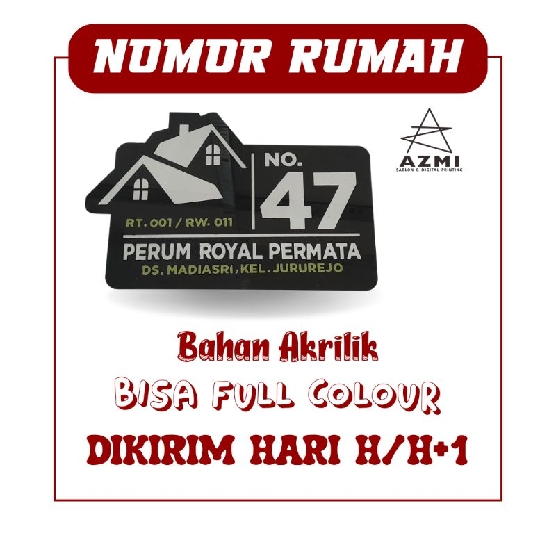 Nomor Rumah Akrilik / Papan Nomer Rumah Akrilik Custom