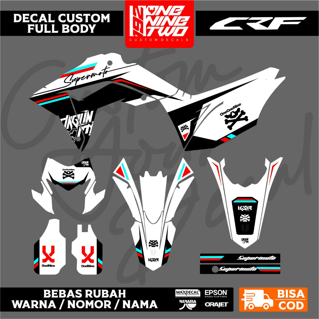 Decal Crf 150 L Putih Fullbody Premium - Dekal Crf 150 Hitam Putih Keren