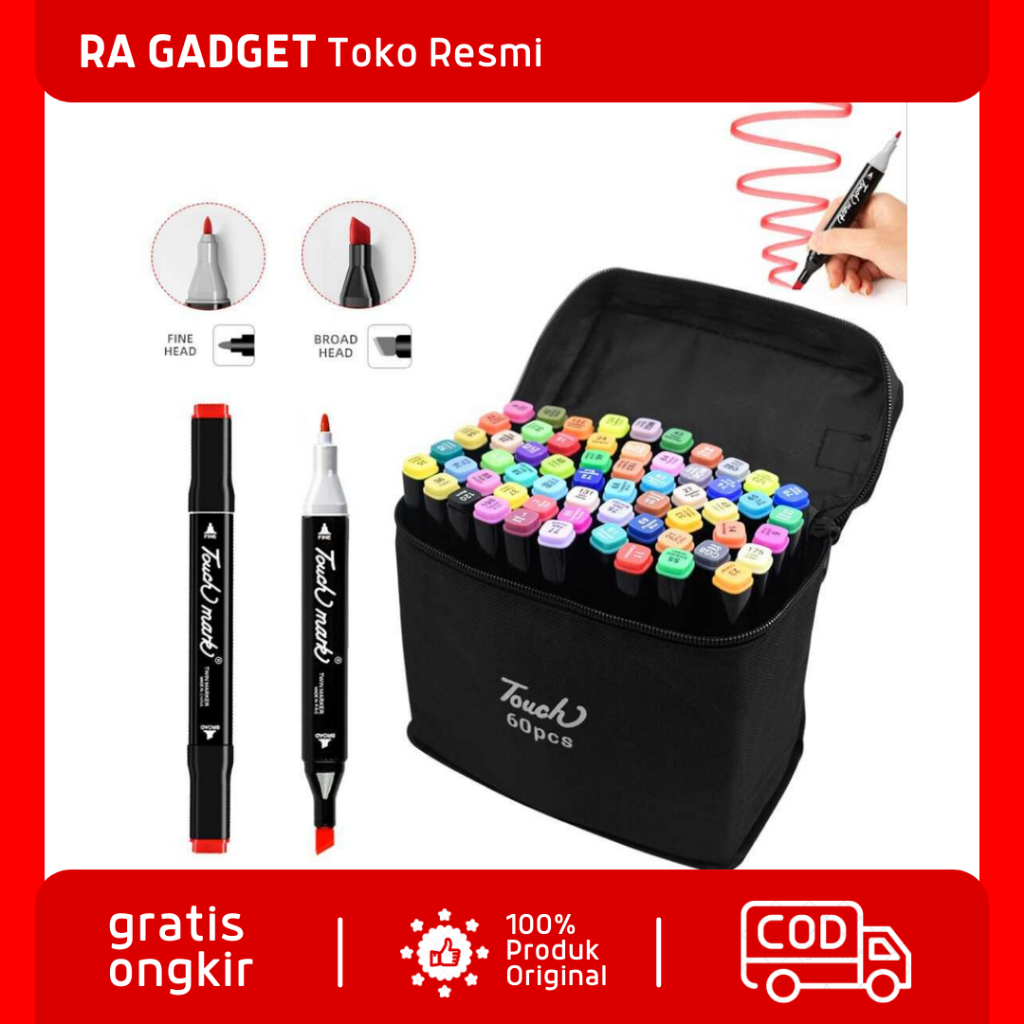 

Spidol Dual Side Fine Art Brush Pen Art Marker Set 60 Color Dua Sisi Mata / Spidol Warna Warni Sketsa Kuas Pen Pena Paint Marker Design Gambar Menggambar Drawing Art Jurnal Kaligrafi Lukis Animation Anak Anak Mudah Di Hapus Anti Luntur Aesthetic Estetik