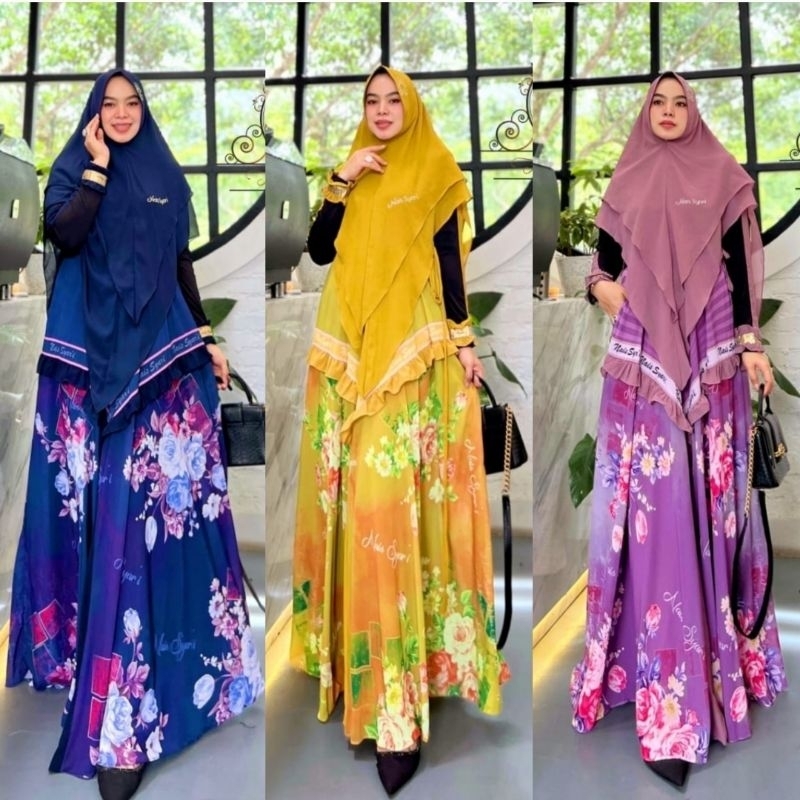 GAMIS SYARI PRINTING BRANDED ORIGINAL MURAH