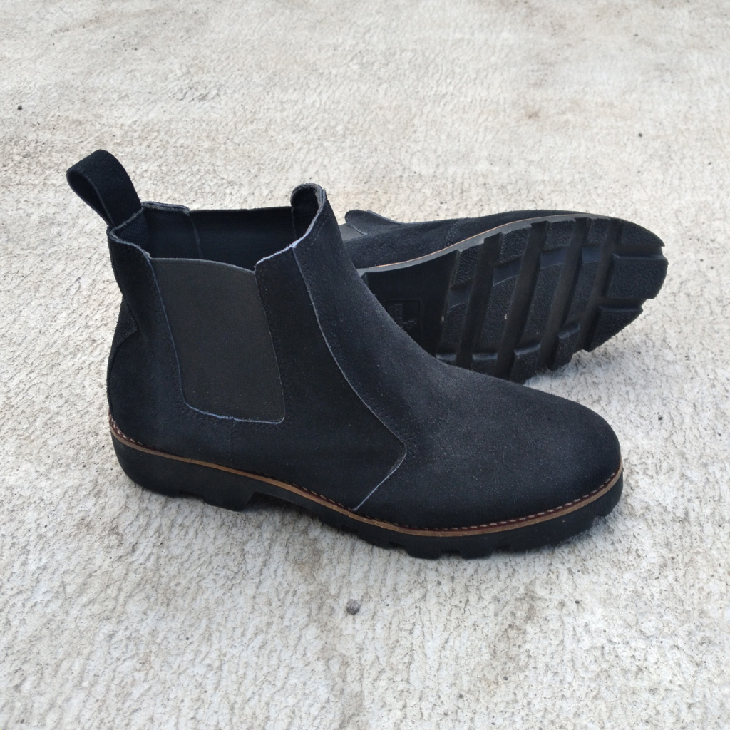 SIXTHLINES ASTON Sepatu Kulit Suede Boot Pria Chelsea Boots Pria Black Hitam