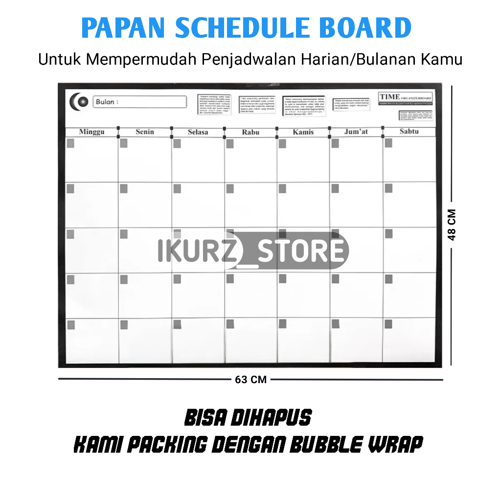 

Schedule / Whiteboard / Organizer board / Papan Tulis Lembaran