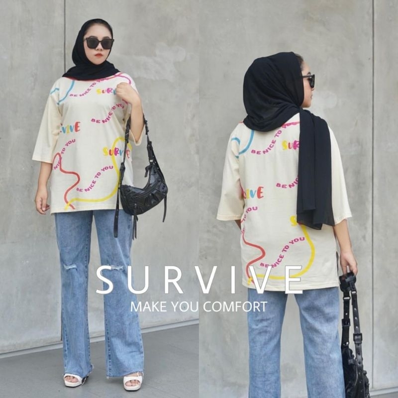 Kaos Tunik Wanita Lengan 7/8 | Atasan Wanita Jumbo Ld 120 | Baju Tunik Wanita Oversize Ld 120