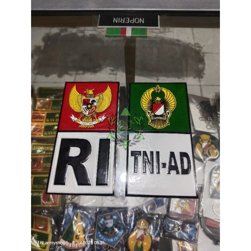 Stiker plat nomor mobil motor RI TNI AD / stiker embos timbul