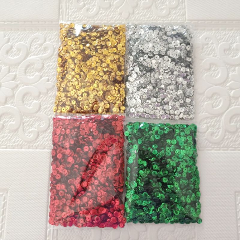 BORCI / payet bulat, 75 gram, payet piring, ramboci, diameter 6 mm